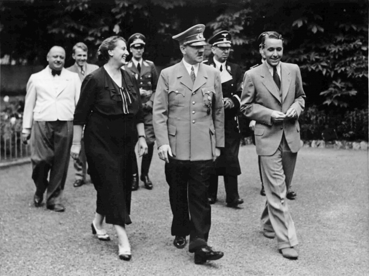 Winifred Wagner with her son Wieland (right) and Hitler in the garden at Wahnfried, the Wagner home in Bayreuth